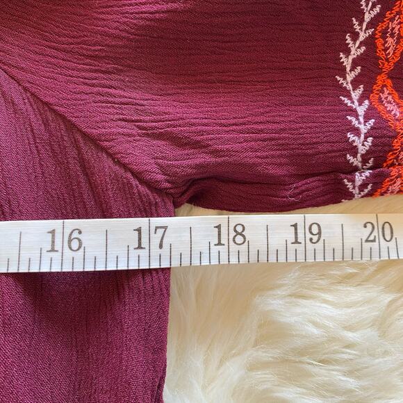 Xhilaration Boho Tassel Tie Peasant Floral Embroidered Blouse Small - Picture 6 of 7